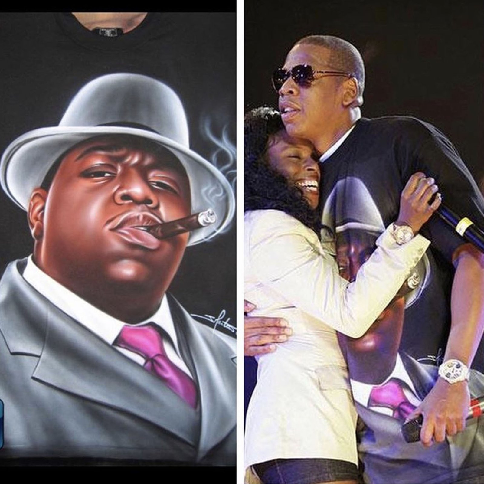 Jay-Z wearing a custom JMartin airbrushed shirt